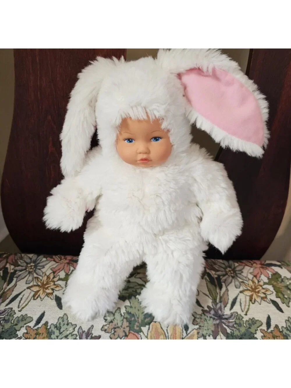 Anne Geddes 1991 Plush Bunny Baby Doll Rabbit Stuffed Animal - Blue Eyes